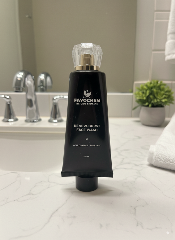 RenewBurst Face Wash in its black tube