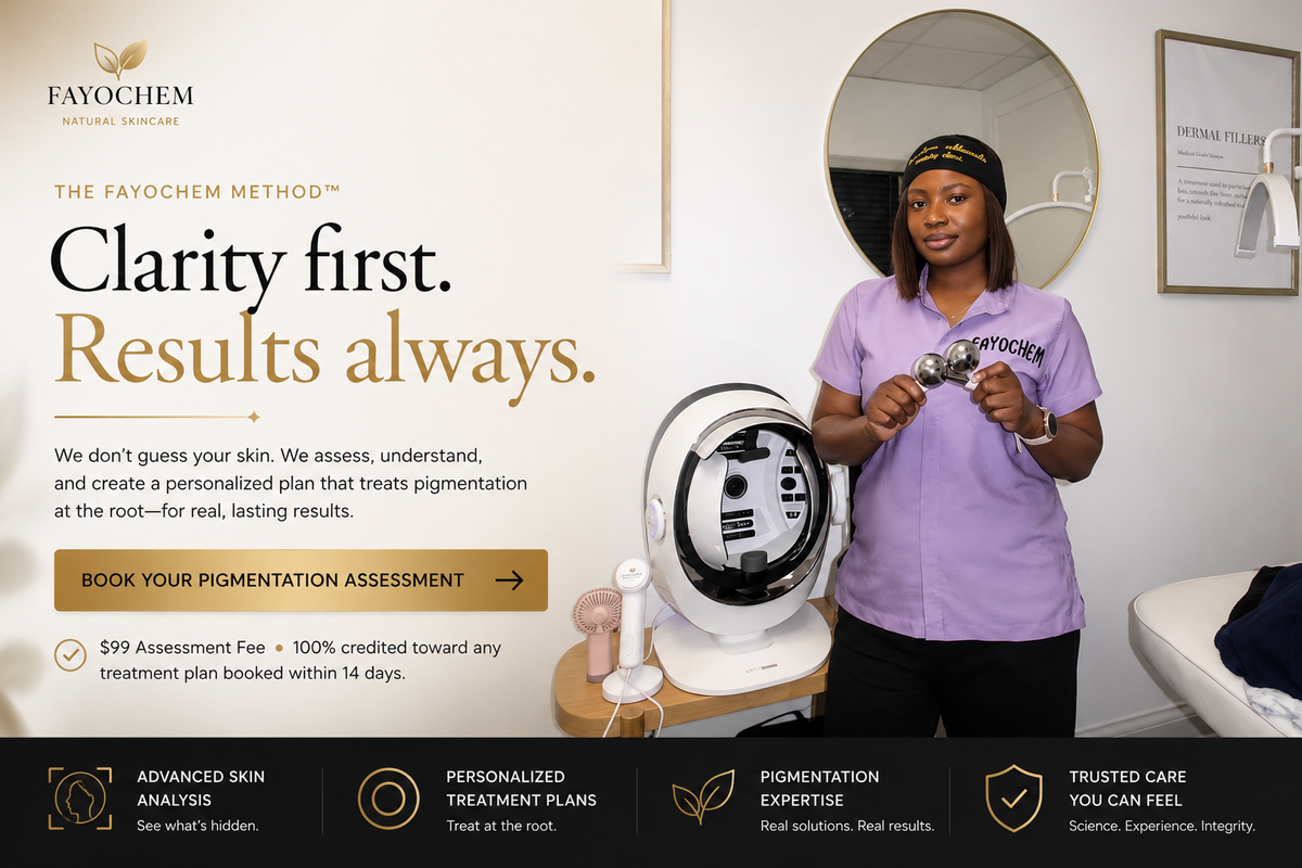Fayochem skin specialist in the treatment room beside the skin analysis device